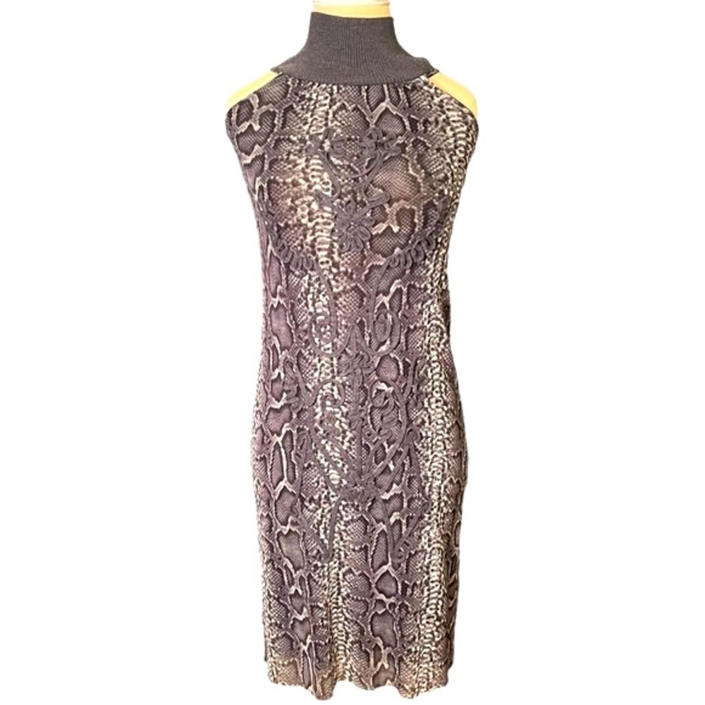 Jean Paul Gaultier stretch mesh sleeveless turtleneck body con dress Sz …